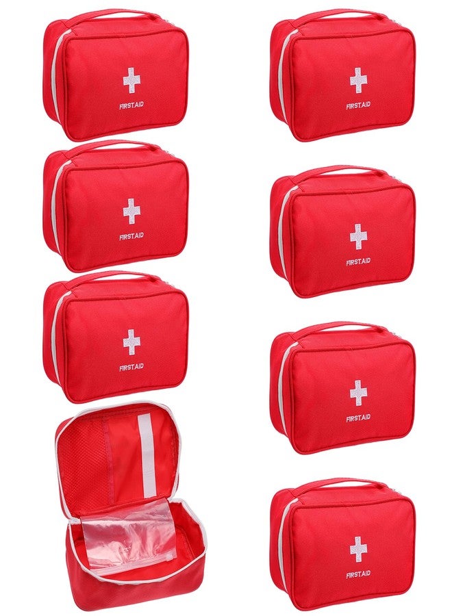 AojSup 8 Pack Empty First Aid Bag, Emergency Bag Empty, First Aid Case, Portable Medical Storage Pouch for Camping Hiking Travel Home Office (Red) - Image 1